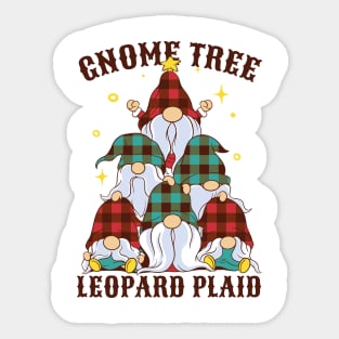 Gnome Tree - Leopard Plaid Christmas Sticker